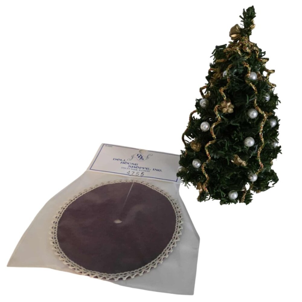 NWT Doll House Miniature Christmas Tree with Skirt